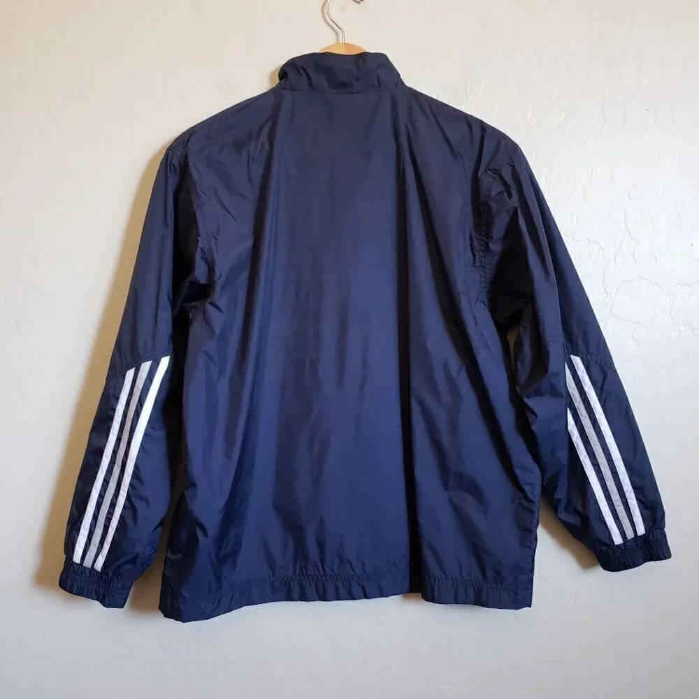 Adidas Kid's Vintage Y2K Windbreaker Jacket Mesh Lined Full Zip Blue Size Large